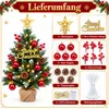 Mini Weihnachtsbaum 57 cm mit LED-Lichterkette & Deko-Set – Produktbild-Vorschau 3