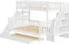 A white bunk bed with a slide, stairs, and a pull-out trundle bed. Voir les images du produit