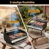 Prenosný drevený uhlíkový gril COSTWAY, campingový gril s Náhľad obrázku produktu 3
