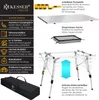 Collage of product images and feature descriptions for a camping table. Produktbild-Vorschau