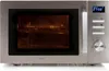 A silver Domo brand microwave oven is shown from the front. Náhled obrázku produktu