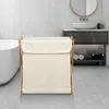 Wäschekorb faltbare Wäschebox aus Bambus 56.5x50x34cm Produktbild-Vorschau 3