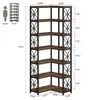 A diagram showing a corner bookshelf with measurements and a silhouette of a person for scale. Anteprima dell’immagine prodotto