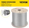 Drahtseilkabel aus Edelstahl 304, 1/4", 7x19, 200 Fuß Produktbild-Vorschau 7