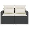 A studio shot of a two-seater outdoor sofa with cream cushions. Produktbild-Vorschau