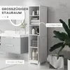 A bathroom vanity and a tall cabinet are shown in a bathroom setting. Produktbild-Vorschau