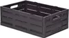 A dark folding plastic crate is shown from a diagonal front-facing angle against a white background. Produktbild-Vorschau