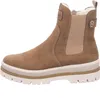A side view of a brown and beige women's boot. Produktbild-Vorschau