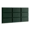 A wall panel with nine square padded sections in a dark green color, arranged in a 3x3 grid. The panel is shown from a slight angle, with a white background. Anteprima dell’immagine prodotto