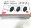 The image shows the packaging of three smart radiator thermostats. Produktbild-Vorschau