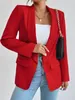 ASKSA Damen Blazer Revers Einfarbig Casual Cardigan Langarm Produktbild-Vorschau 3