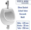 A white ceramic urinal with a chrome flush valve, presented against a white background with product information text. Podgląd zdjęcia produktu