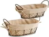 Two oval-shaped wire baskets with fabric liners and handles are shown against a white background. Anteprima dell’immagine prodotto