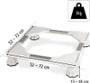 A white adjustable base for appliances like washing machines, dryers, or refrigerators, with measurements indicated. Voir les images du produit