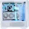 A white computer case with internal components visible, illuminated by blue and cyan lighting. Anteprima dell’immagine prodotto