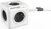 A white power cube with multiple outlets and a cable clip attached to a white cable. Produktbild-Vorschau