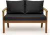 A studio shot of a two-seater outdoor sofa with black cushions. Produktbild-Vorschau