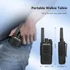 A hand is shown placing a walkie-talkie into a jeans pocket, with other walkie-talkies and dimension callouts shown on the right. Náhľad obrázku produktu