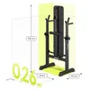 A black weight bench with dimensions and area indicated by graphics. Náhled obrázku produktu