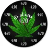A clock with a cannabis leaf design and the text 'It's always 4:20'. Produktbild-Vorschau
