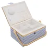 An open sewing box with a blue and white polka dot pattern. Anteprima dell’immagine prodotto