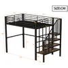 A diagram of a black metal loft bed with dimensions indicated by numbers and lines. Produktbild-Vorschau