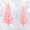 Two pink artificial Christmas trees of different sizes are displayed against a blurred background with bokeh lights and snow effects. Produktbild-Vorschau
