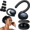 A collage of product images including earbuds, a charging case, and a woman wearing earbuds. Produktbild-Vorschau