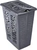 A gray laundry basket with a lid. Voir les images du produit