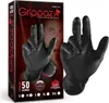 A box of Grippaz patented non-slip gloves with a hand wearing a glove shown next to it. Produktbild-Vorschau