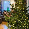 A young child peeking out from behind a decorated Christmas tree. Náhled obrázku produktu