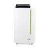 A white dehumidifier with a black top and a green vertical stripe on the side. Podgląd zdjęcia produktu