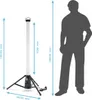 A diagram showing the dimensions of an LED work light compared to a human silhouette. Produktbild-Vorschau