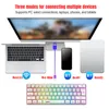 Diagram showing a keyboard connecting to multiple devices via different modes. Produktbild-Vorschau