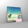 Bilder auf glas - Auto Surfbrett Strand Ozean - 30x30cm - Produktbild-Vorschau 4