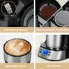 Collage of four images showcasing different features of a coffee maker. Produktbild-Vorschau