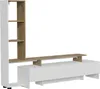 A white media console with shelving unit. Náhled obrázku produktu