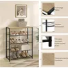 A product collage showcasing a shoe rack with multiple shelves filled with shoes and detailed close-ups of its features. Náhľad obrázku produktu