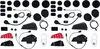 A collection of motorcycle communication system components laid out on a white background. Podgląd zdjęcia produktu