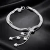 Damen Armband Silber Mehrreihig mit Herz Anhänger, J0766 Produktbild-Vorschau 3