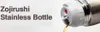 A Zojirushi stainless steel bottle is shown with liquid being poured from it. Voir les images du produit