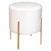 A white velvet ottoman with gold legs on a white background. Podgląd zdjęcia produktu