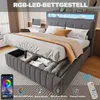 Flieks Lit hydraulique rembourré 160x200cm avec USB & LED, Voir les images du produit 4