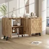 MODFU Buffet en Bois Naturel, 4 Portes, 160,5x35,5x78 cm, Voir les images du produit 3