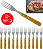 12er Steak Gabel Set Küchengabel Set Pizza Grill Besteck Produktbild-Vorschau 1
