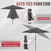 Diagrams illustrating the auto-tilt function of a patio umbrella. Produktbild-Vorschau