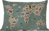 MuchoWow® Outdoor Kissen - Erde - Weltkarte Kinder - Tiere Produktbild-Vorschau 1