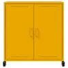 A yellow cabinet with two doors and wheels. Anteprima dell’immagine prodotto