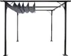 A black metal pergola with a gray fabric canopy, shown against a white background. Náhled obrázku produktu