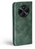 A green flip cover case for a smartphone, shown from the side. Produktbild-Vorschau